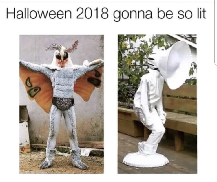 Halloween costume meme of Moth Lamp outfit