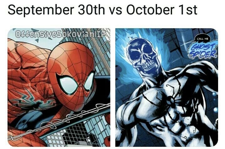 ghost spider marvel - September 30th vs October 1st Offensivesokovanie Call Me No