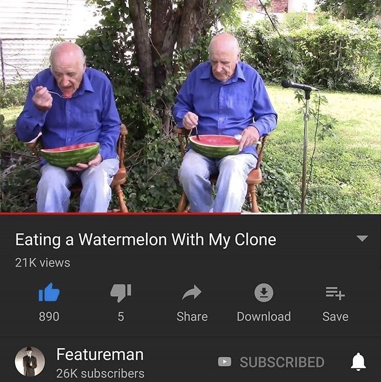 eating watermelon memes - Eating a Watermelon With My Clone 216 views 890 Download Save Featureman 26K subscribers Subscribed