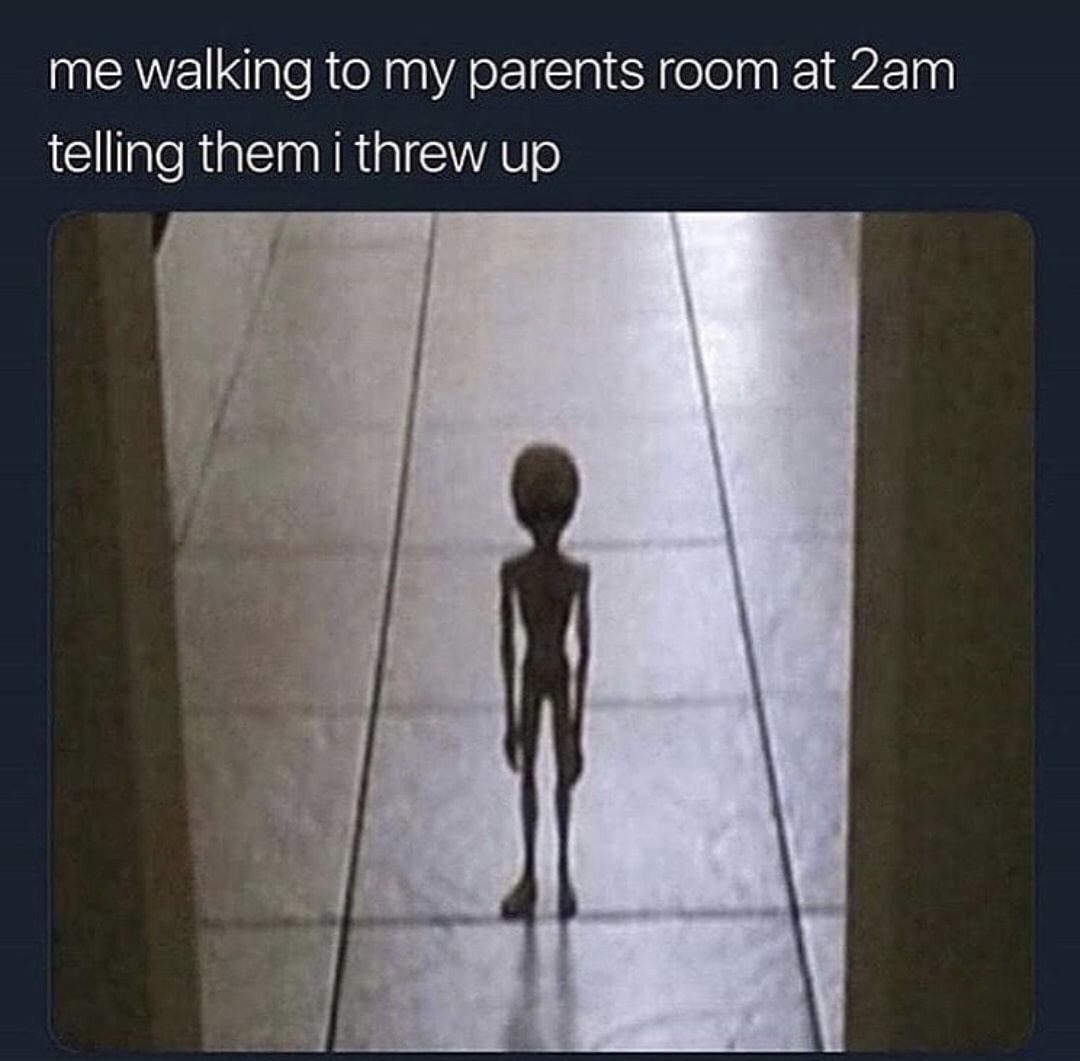 area 51 memes my alien - me walking to my parents room at 2am telling them i threw up