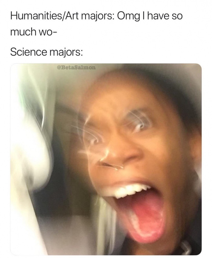 memes - HumanitiesArt majors Omg I have so much wo Science majors