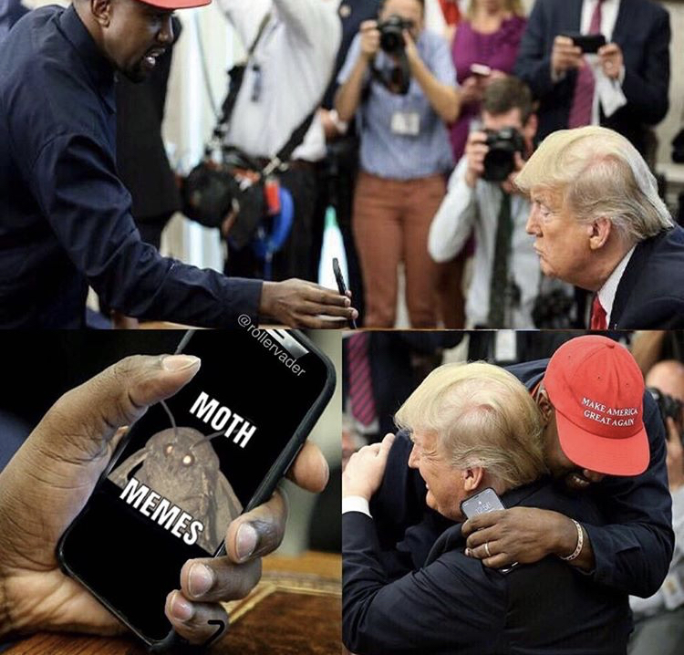 meme steam - kanye showing trump his phone