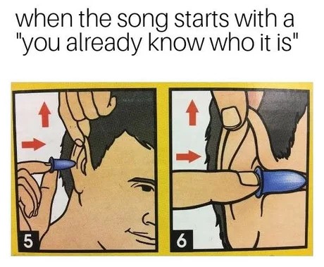 memes - skruf white portion - when the song starts with a "you already know who it is"
