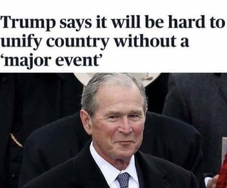 funny meme about Bush doing 9/11 and inspiring Trump