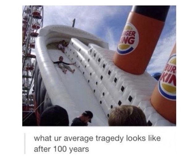 funny meme about turning the Titanic into a kids playground