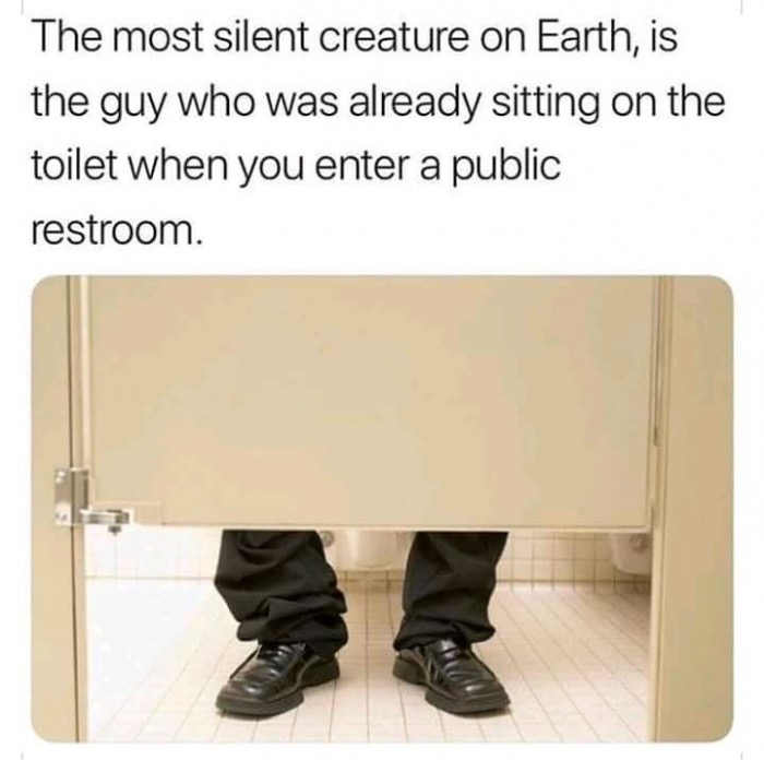 funny meme about being silent in public restrooms