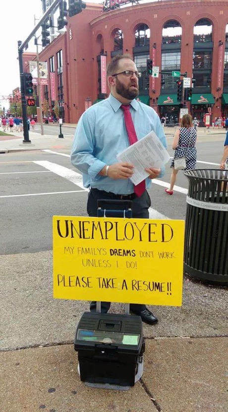 Unemployed man trying hard to find work