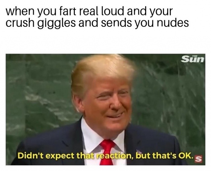 memes - did not expect that meme - when you fart real loud and your crush giggles and sends you nudes Sn Didn't expect that reaction, but that's Ok. s