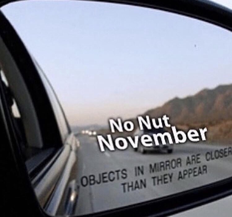 memes - vehicle door - No Nut November Objects In Mirror Are Closea Than They Appear