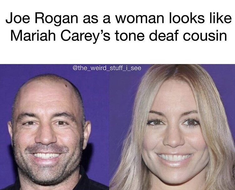 lip - Joe Rogan as a woman looks Mariah Carey's tone deaf cousin