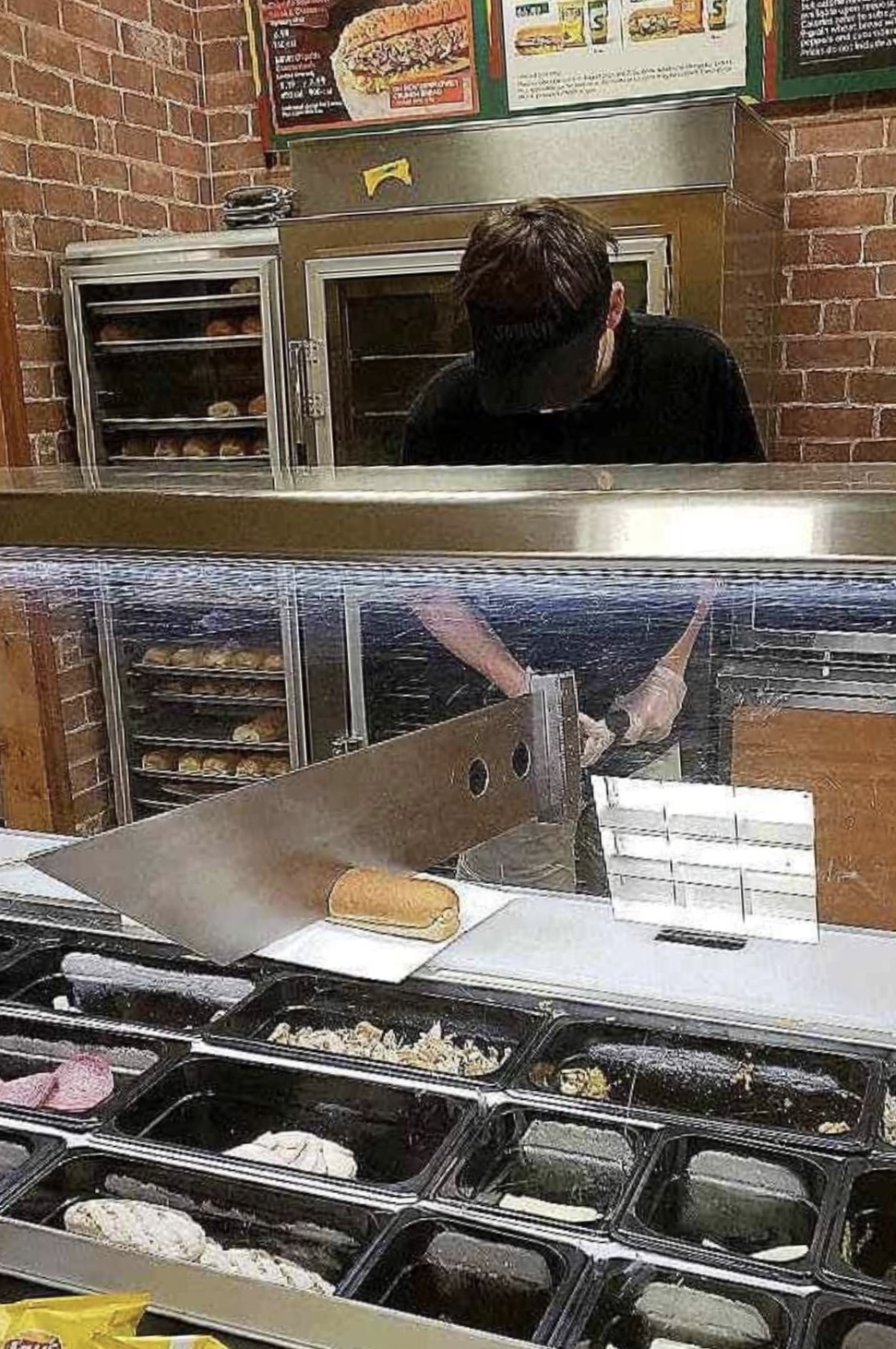 cutting subway with sword
