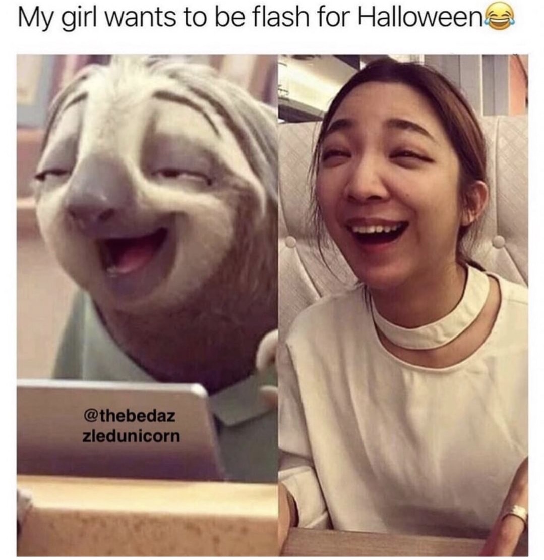 laughing meme - My girl wants to be flash for Halloweena zledunicorn