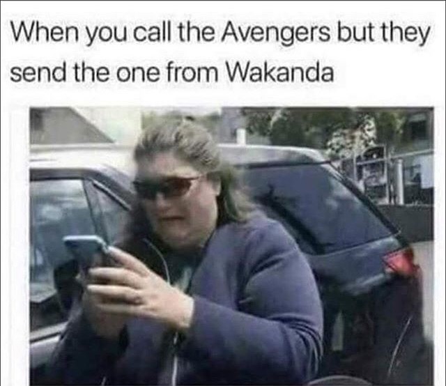 you call the avengers but they send - When you call the Avengers but they send the one from Wakanda