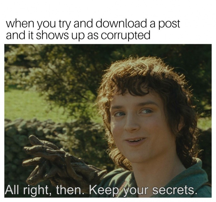 memes - lord of the rings funny - when you try and download a post and it shows up as corrupted All right, then. Keep your secrets.