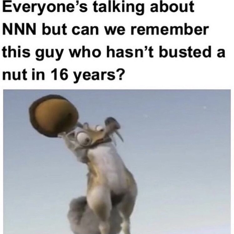 memes - photo caption - Everyone's talking about Nnn but can we remember this guy who hasn't busted a nut in 16 years?