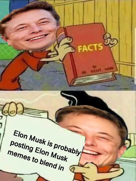 fact book meme - Facts Os Elon Musk is probably posting Elon Musk memes to blend in