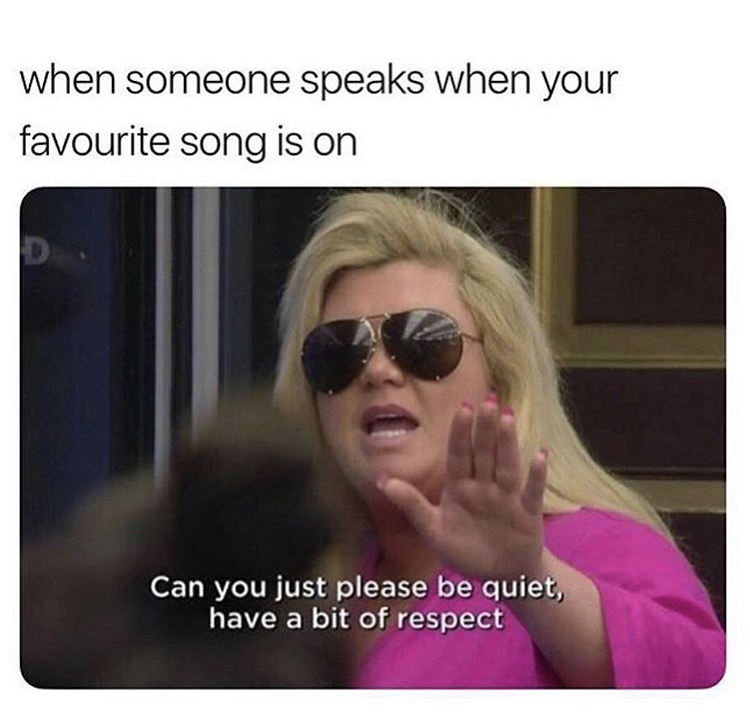 meme - can you just please be quiet have - when someone speaks when your favourite song is on Can you just please be quiet, have a bit of respect