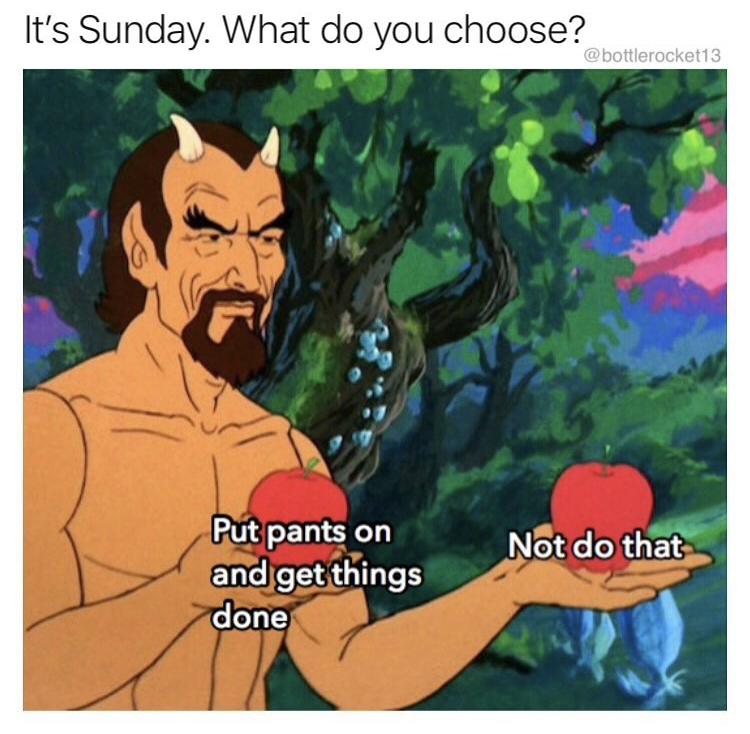 dank porn memes - It's Sunday. What do you choose? bottlerocket13 Not do that Put pants on and get things done