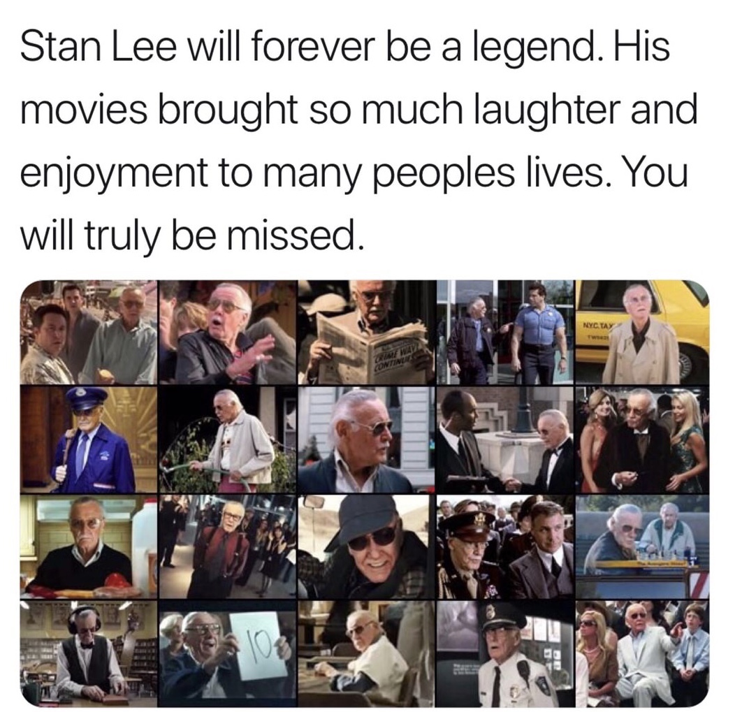 memes - stan lee cameo - Stan Lee will forever be a legend. His movies brought so much laughter and enjoyment to many peoples lives. You will truly be missed. Nyc Tay Tw