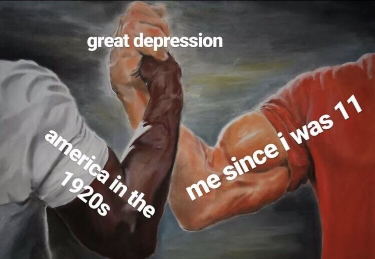 epic handshake meme about the great depression and depression