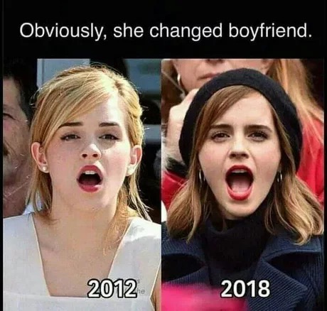 only ultra legends will find it funny - Obviously, she changed boyfriend. 2012 2018