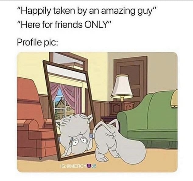 american dad roger gif - "Happily taken by an amazing guy" "Here for friends Only" Profile pic Ig