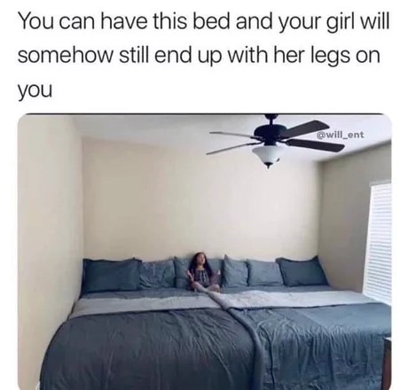 memes - you can have this bed and your girl - You can have this bed and your girl will somehow still end up with her legs on you willent