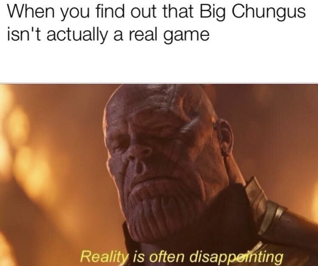 quiet kid memes - When you find out that Big Chungus isn't actually a real game Reality is often disappeinting
