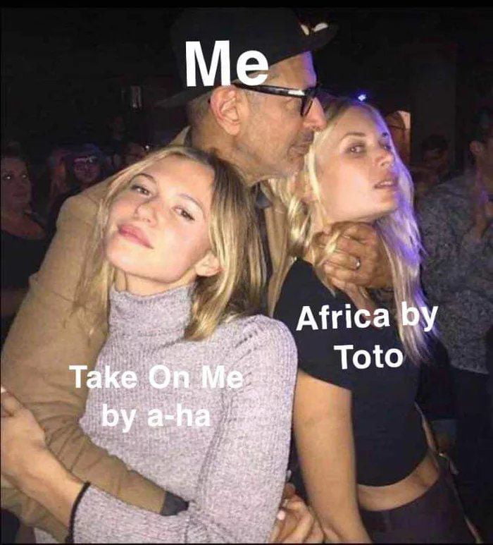 jeff goldblum choking girl - Me Africa by Toto Take On Me by aha