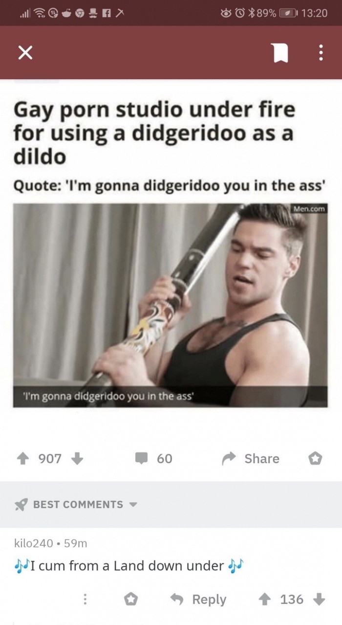 meme didgeridoo you in the ass - Osoax 89% Gay porn studio under fire for using a didgeridoo as a dildo Quote 'I'm gonna didgeridoo you in the ass'