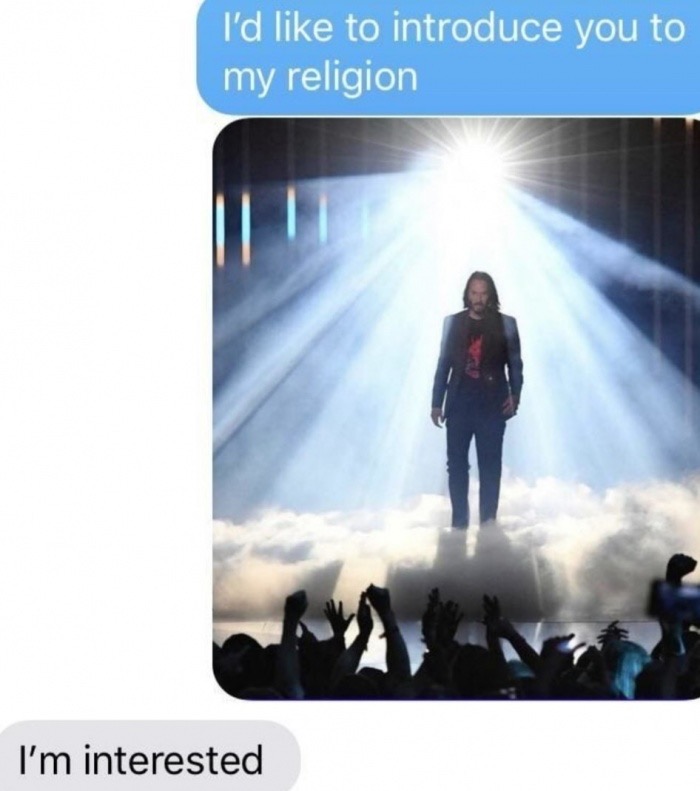 Keanu Reeves - I'd to introduce you to my religion I'm interested