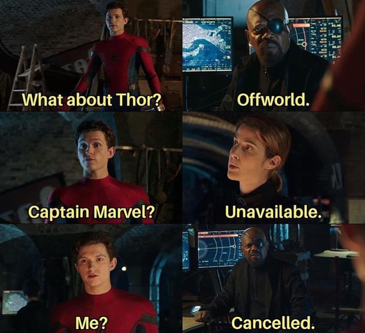 brawl stars marvel meme - L!. aluatle . What about Thor? Offworld. Captain Marvel? Unavailable. Me? Cancelled.