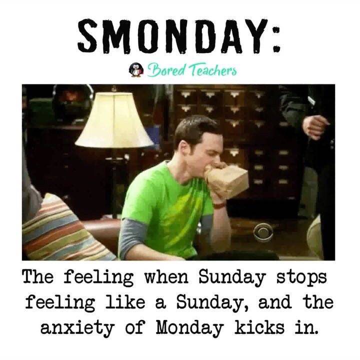 funny monday teacher meme - Smonday Bored Teachers The feeling when Sunday stops feeling a Sunday, and the anxiety of Monday kicks in.