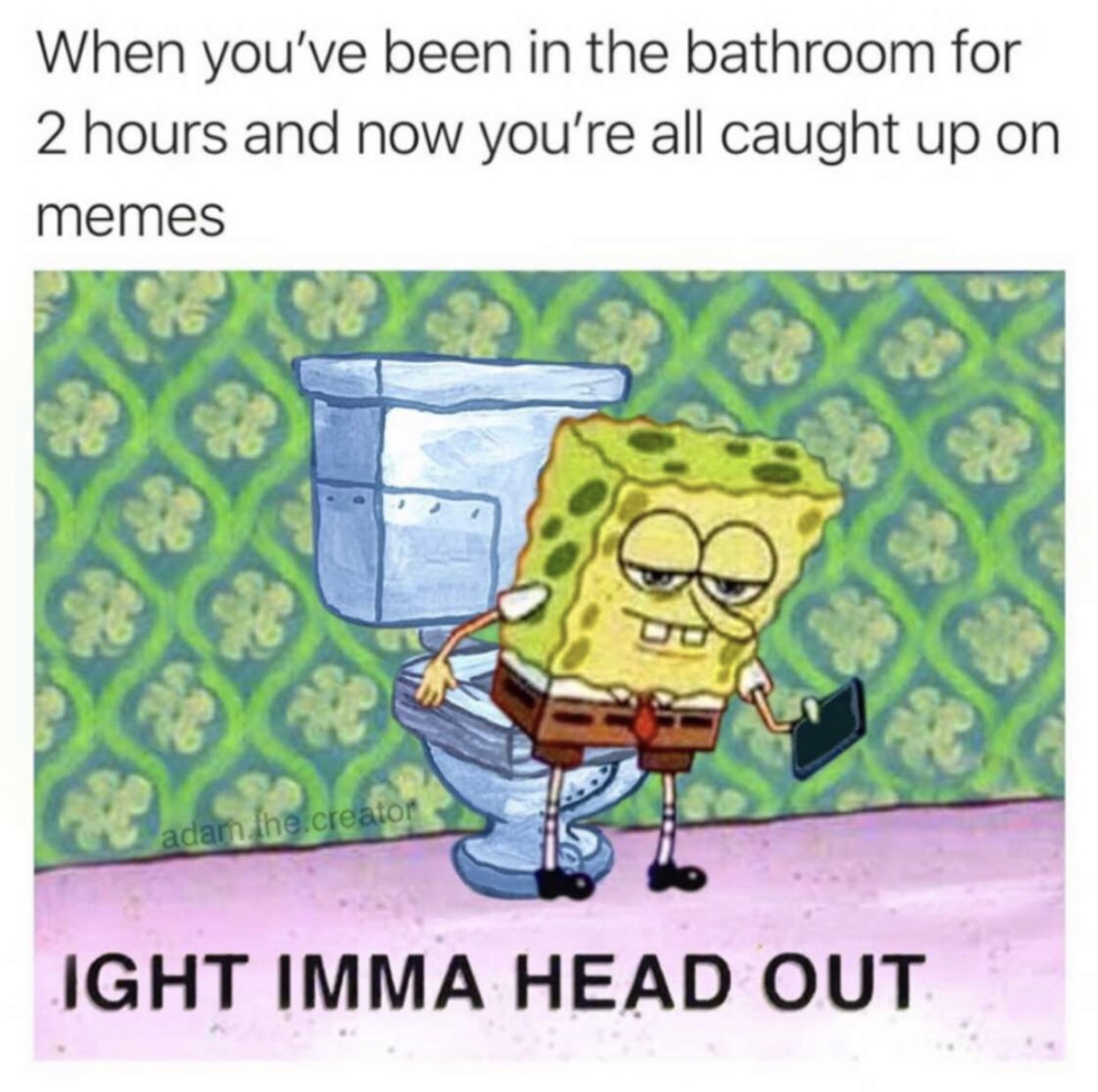 Humour - When you've been in the bathroom for 2 hours and now you're all caught up on memes Poyo adam the creator Ight Imma Head Out