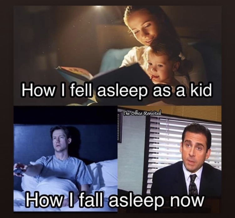 photo caption - How I fell asleep as a kid f The Office Revisited How I fall asleep now