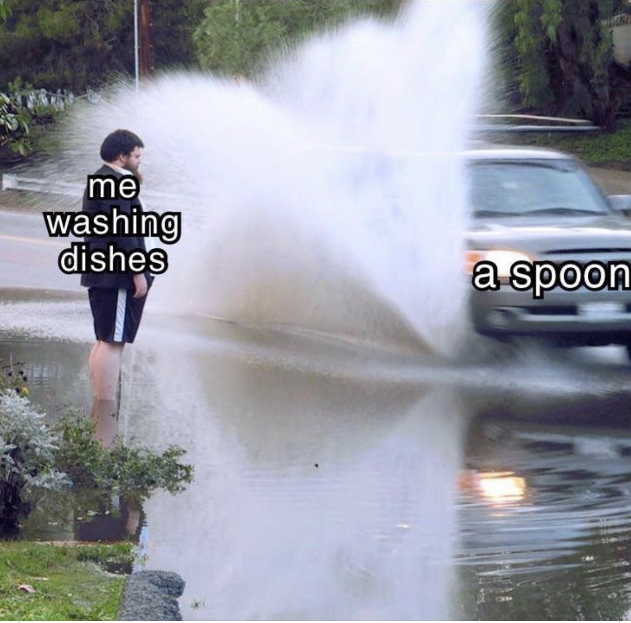 washing a spoon meme - me washing dishes a spoon