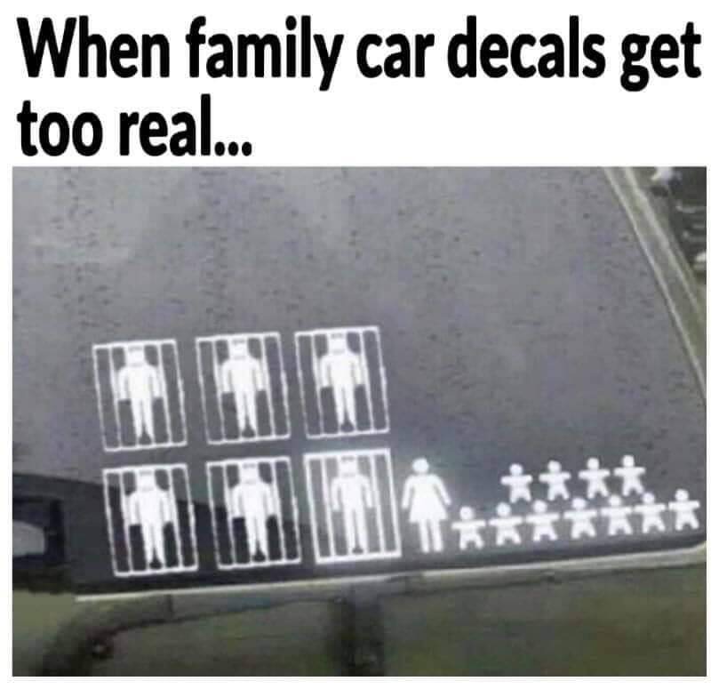 stick figure family jail - When family car decals get too real...