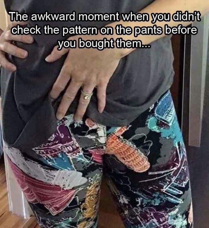 pair of leggings covered with flesh colored leaning towers of pisa - The awkward moment when you didn't check the pattern on the pants before you bought them...