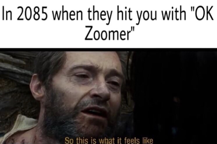 In 2085 when they hit you with "Ok Zoomer" So this is what it feels