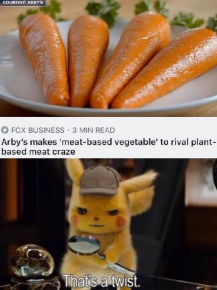 that's a twist that's very twisty - Courtesy Arby'S Fox Business 3 Min Read Arby's makes 'meatbased vegetable' to rival plant based meat craze That's a twist.