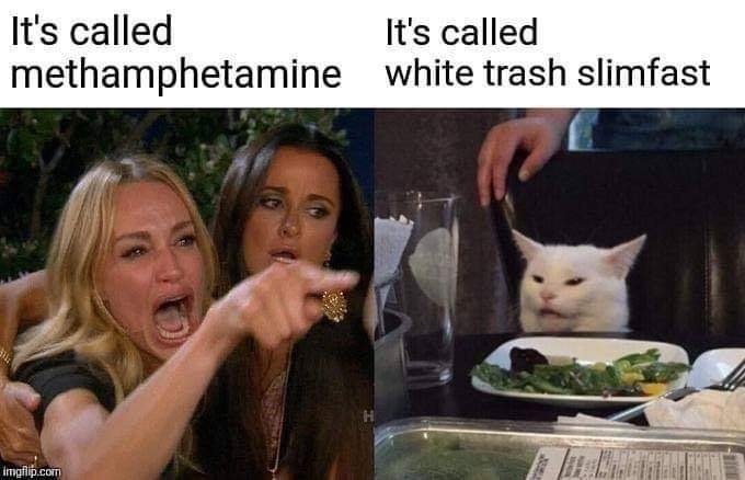 woman yelling at cat meme - It's called It's called methamphetamine white trash slimfast Imgflip.com