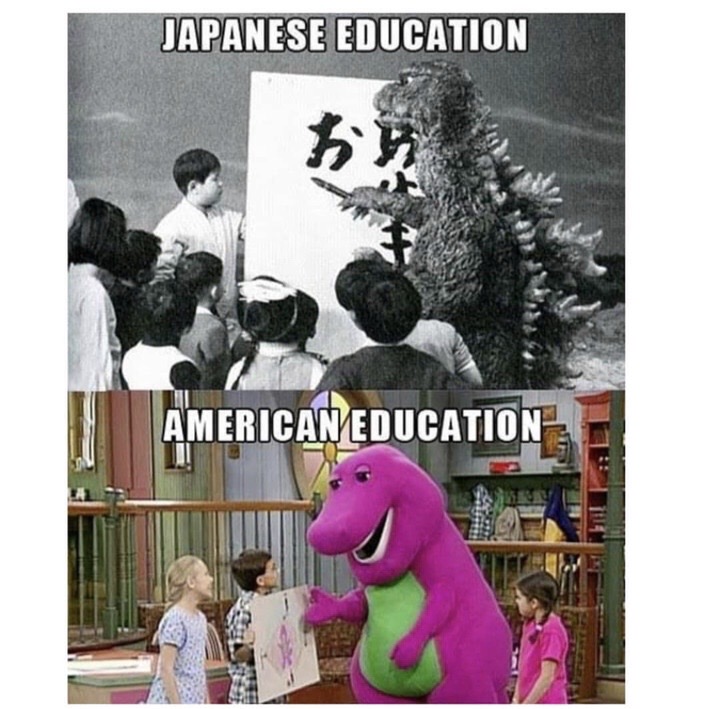godzilla teaching kids - Japanese Education American Education