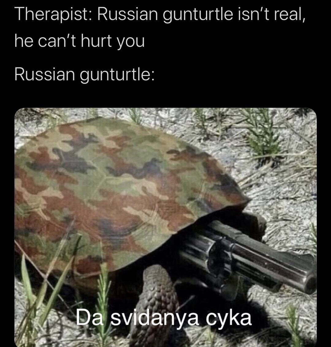 animals with guns - Therapist Russian gunturtle isn't real, he can't hurt you Russian gunturtle Da svidanya cyka