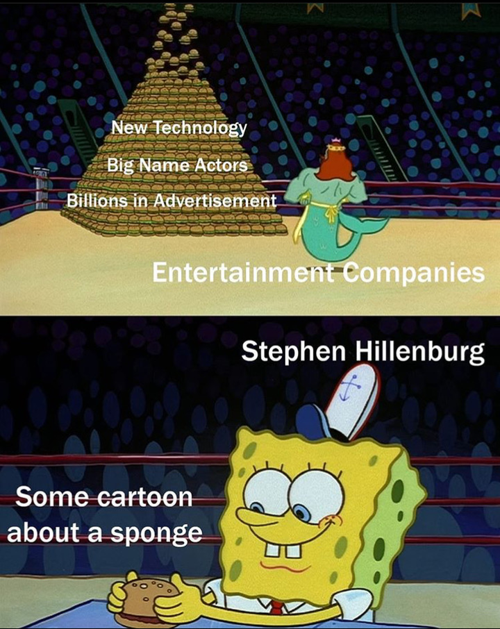 king neptune vs spongebob meme template - New Technology Big Name Actors Billions in Advertisement Entertainment Companies Stephen Hillenburg Some cartoon about a sponge