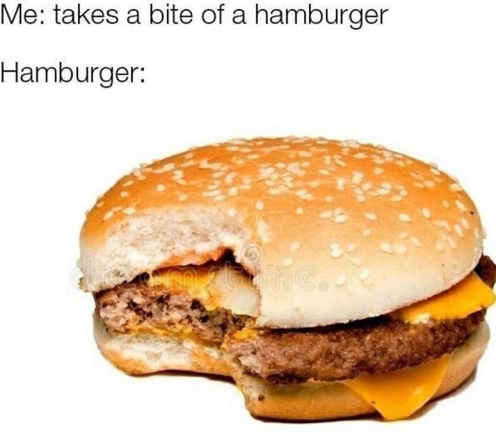 hamburger with a bite - Me takes a bite of a hamburger Hamburger