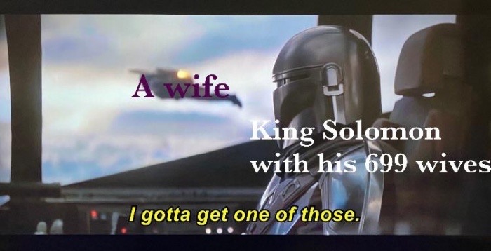 Internet meme - A wife King Solomon with his 699 wives I gotta get one of those.