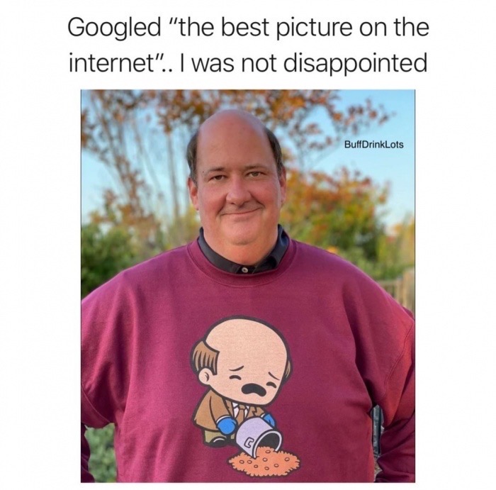 kevin spilling chili sweater - Googled "the best picture on the internet".. I was not disappointed BuffDrinkLots