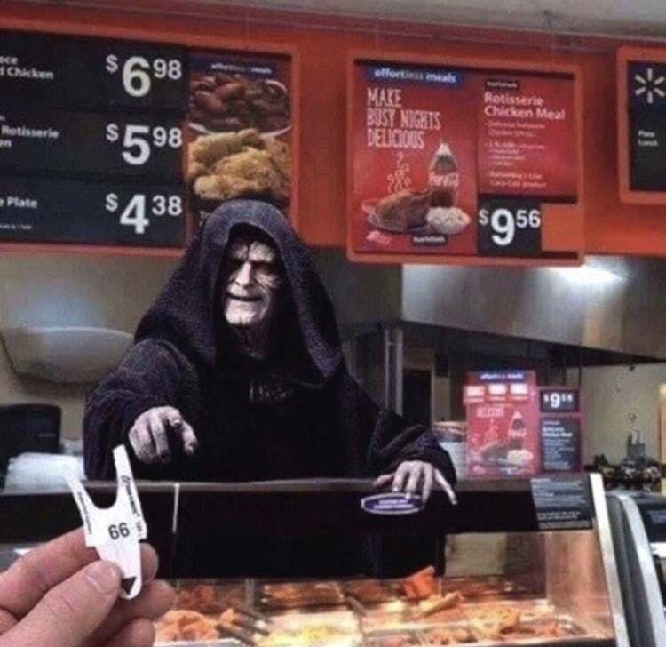 execute order 66 fast food - Chicken $698 $598 $438 Make Sust Nights Delicious Rotisserie Plate $956 66