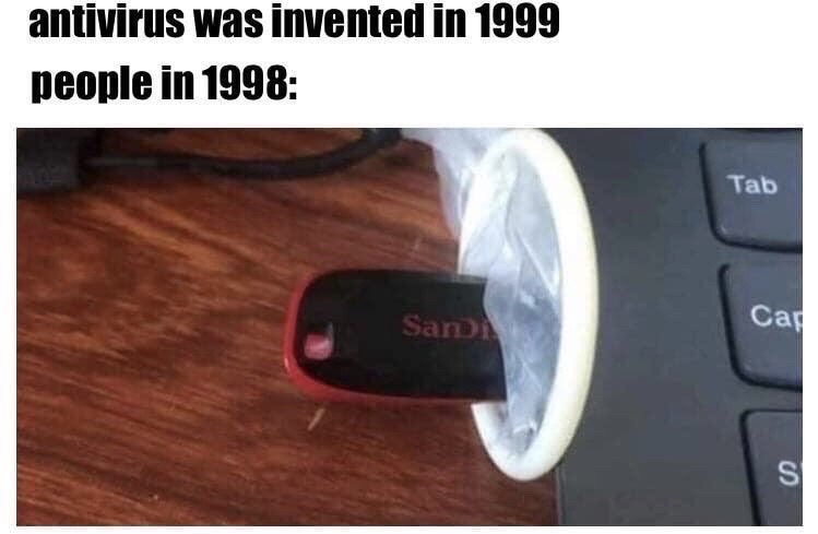 electronics - antivirus was invented in 1999 people in 1998 Tab Cad San