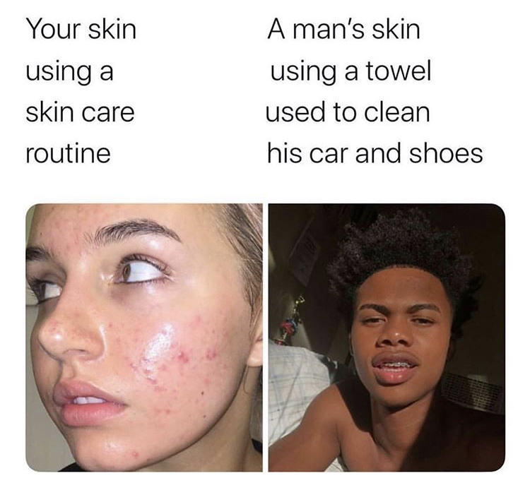 Skin care - Your skin using a skin care routine A man's skin using a towel used to clean his car and shoes